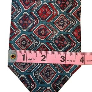 Como‎ Collezione Men's Necktie Silk Geometric Jewel Tone Italian 90s